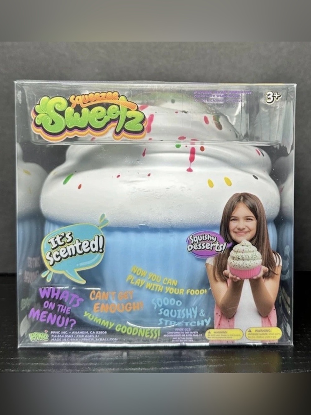 Squeezy Sweets Scented Squishy Cupcake Dessert Toy Blue Sprinkles
